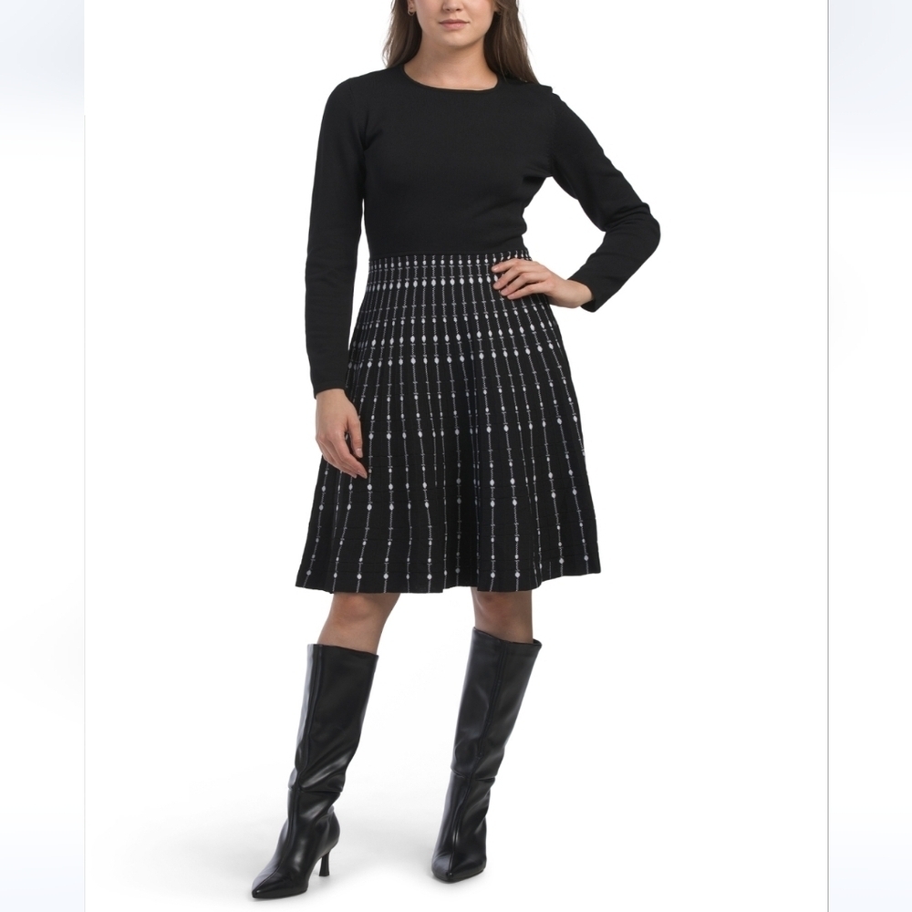 Julia Jordan Fit And Flare Pleated Sweater Dress